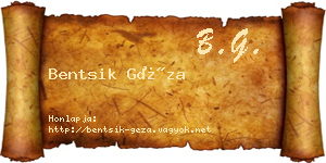 Bentsik Géza névjegykártya